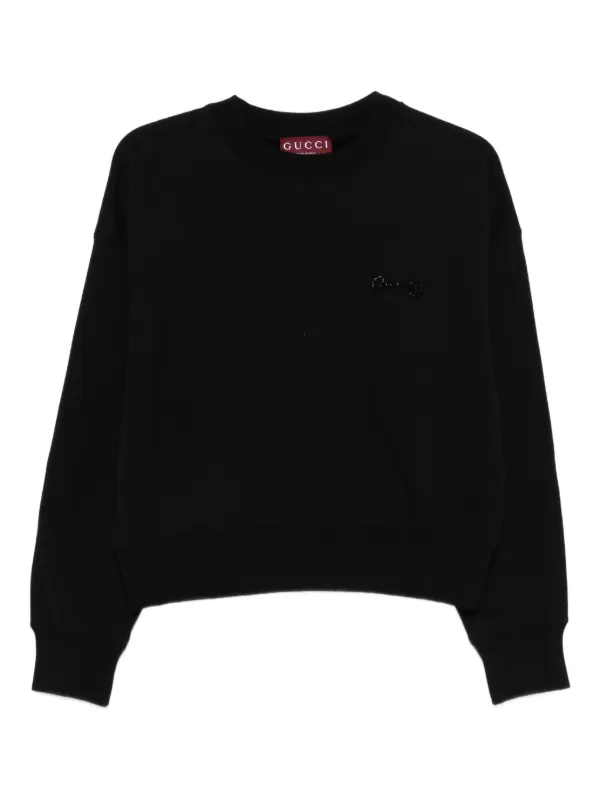 Gucci Cotton Jersey Sweatshirt with Embroidery in Black