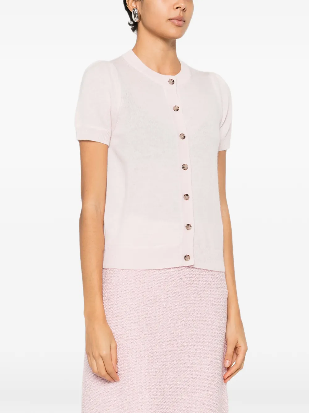  Allude Button Short-sleeve Cardigan - Pink 