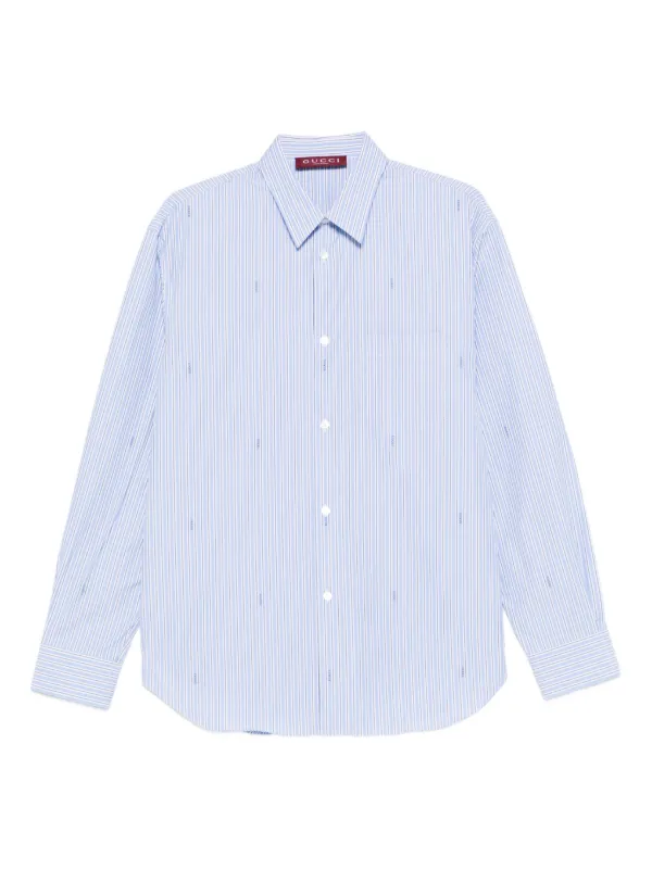 gucci blue dress shirt Printed silk twill shirt in light blue