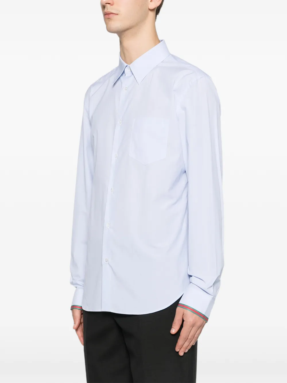  Gucci Striped-trim Shirt - Blue 