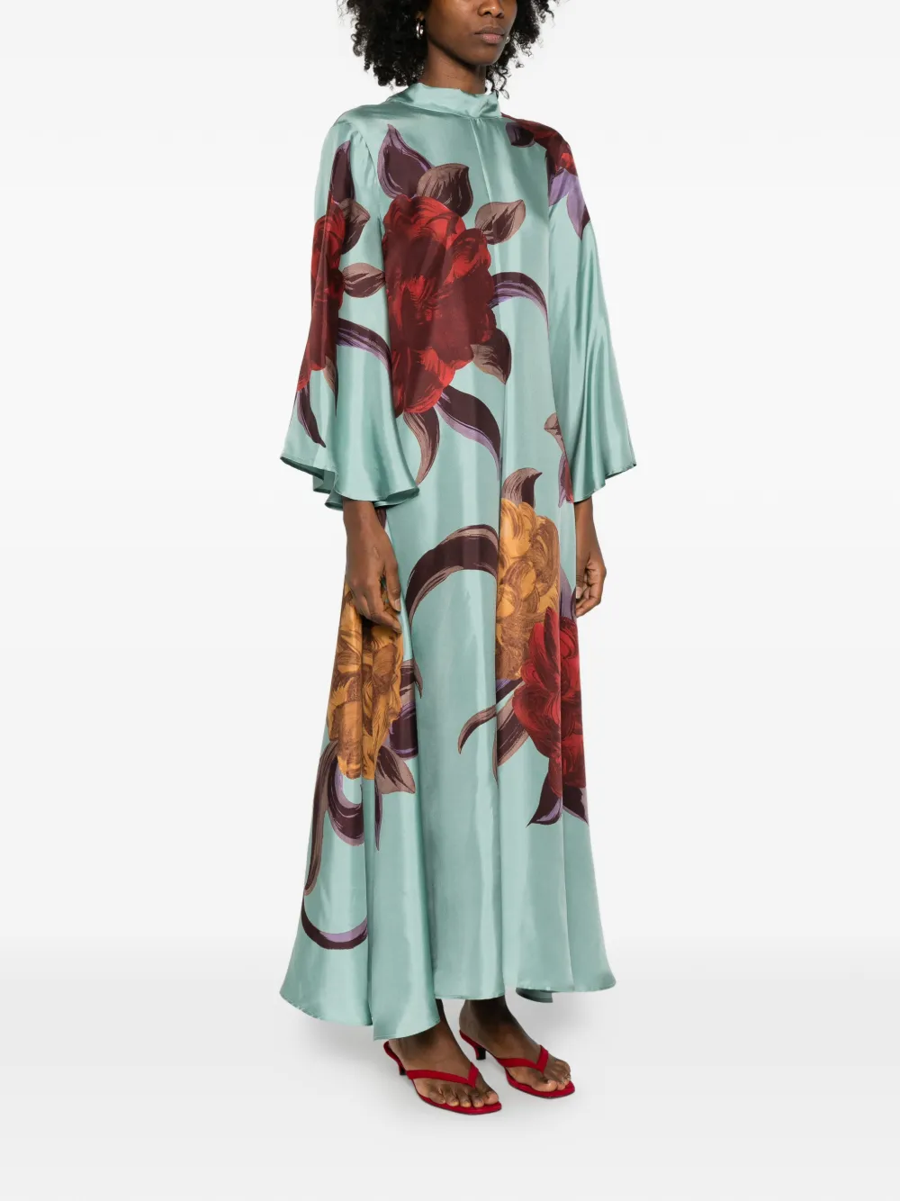 La DoubleJ Maxi-jurk met bloemenprint Blauw