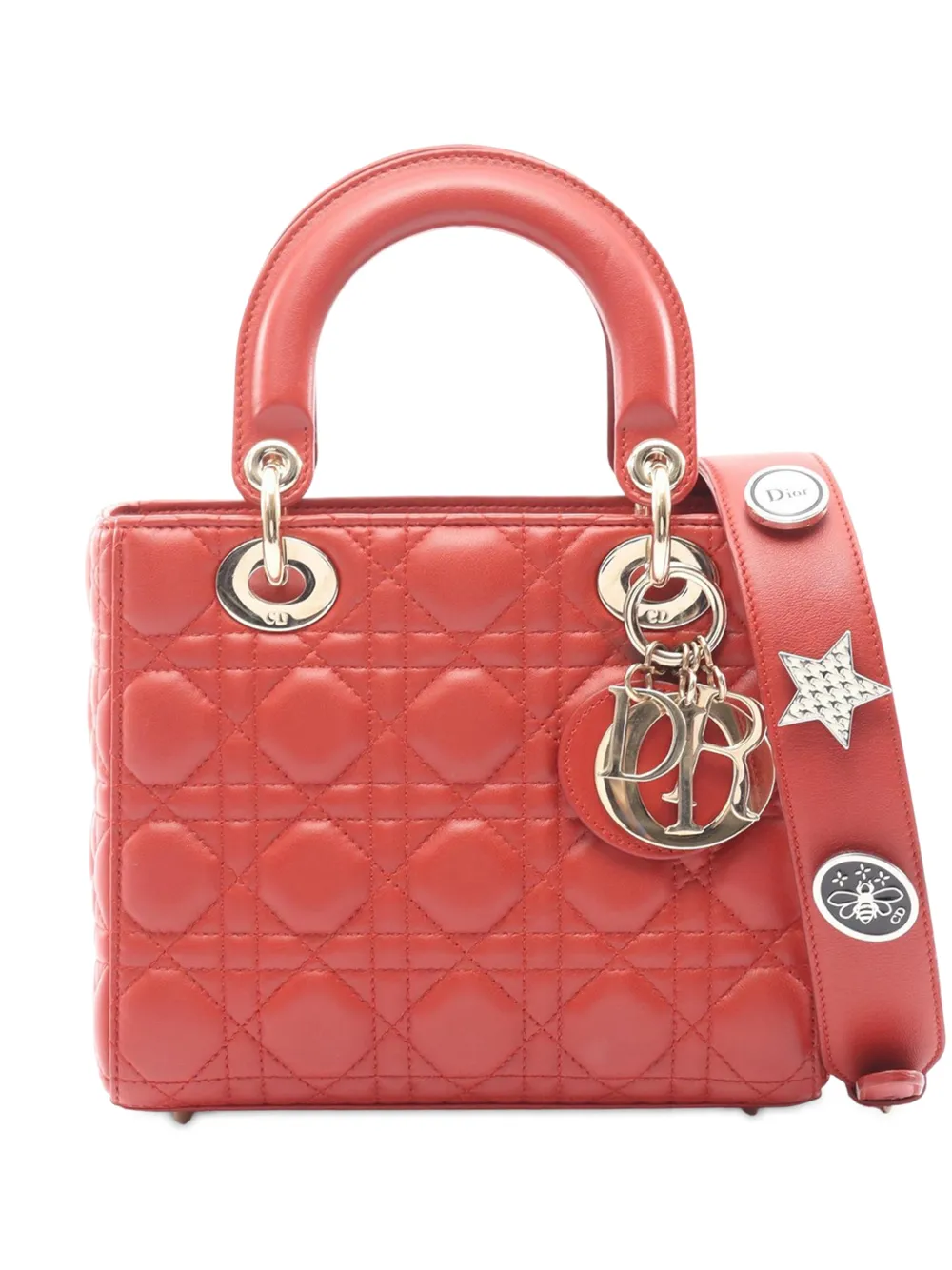 Christian Dior Pre-Owned 2010-2025 Small Lambskin Cannage My ABCDior Lady Dior satchel - Red