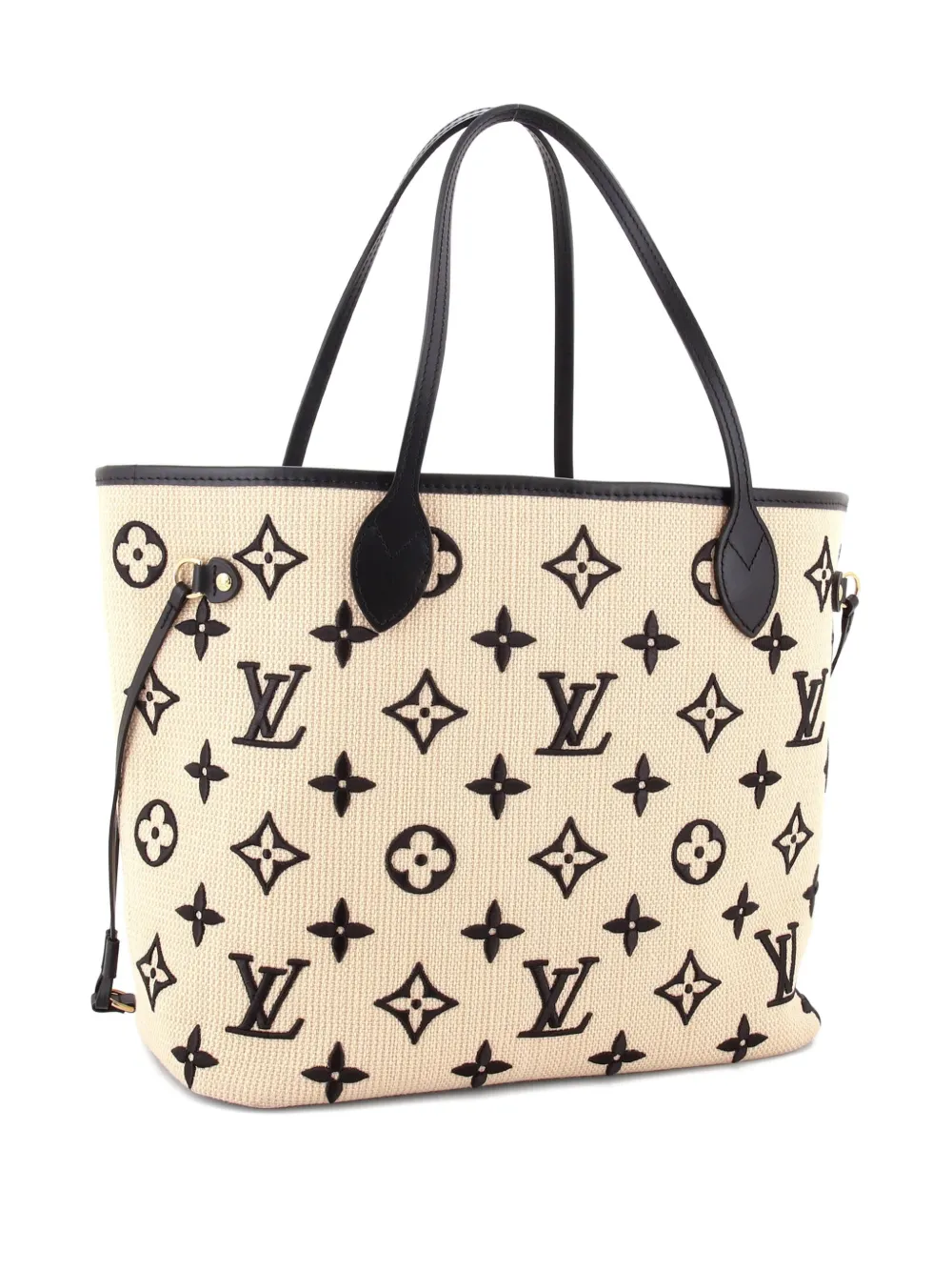 Pre-owned Louis Vuitton Neverfull Nm Monogram Giant Embroidered Cotton Mm Tote Bag In Neutral