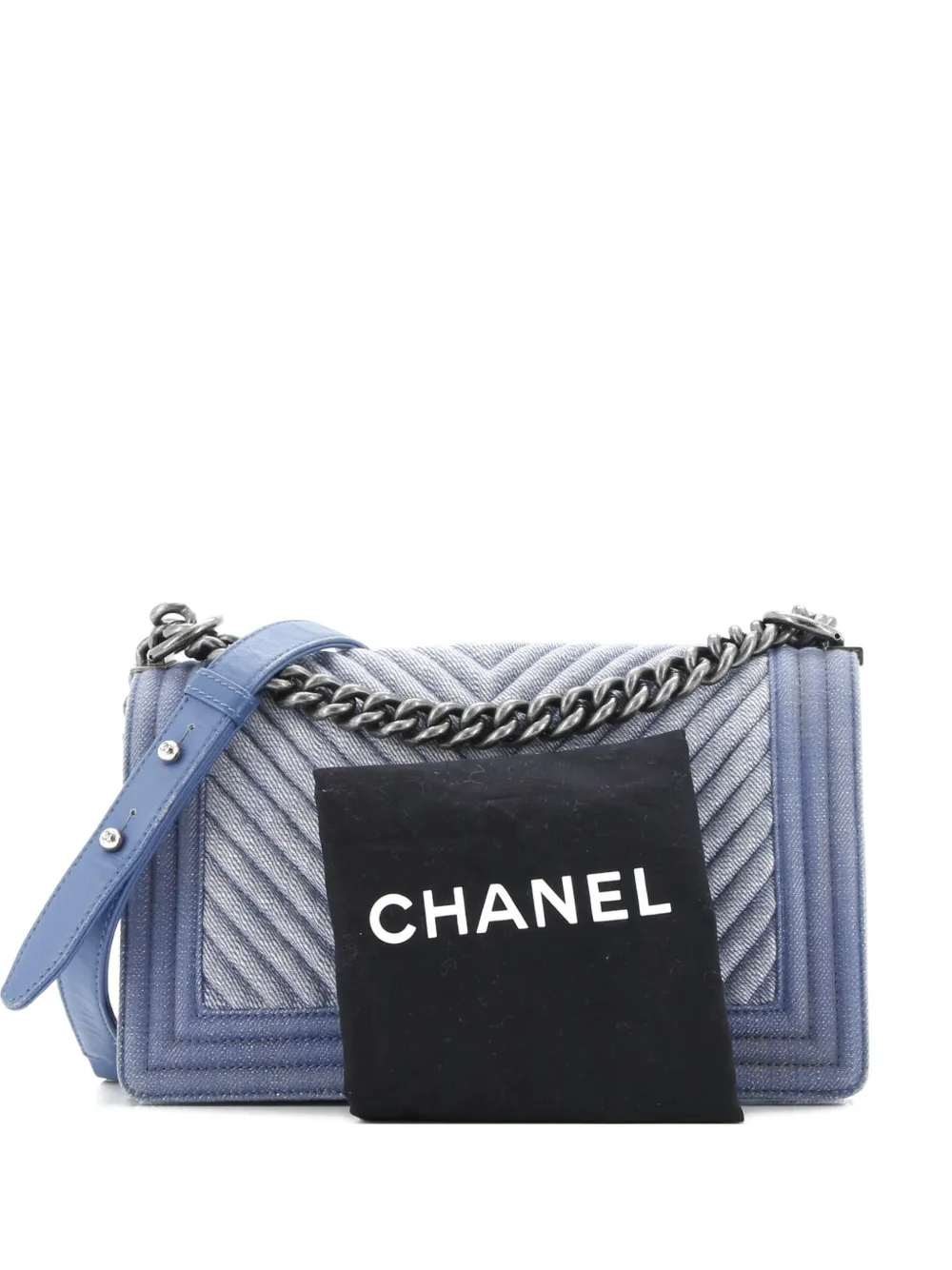 CHANEL Pre-Owned Boy Flap Bag Chevron Denim Old Medium shoulder bag - Blu