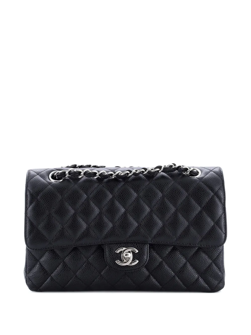 CHANEL Pre-Owned Classic Double Flap Bag Quilted Caviar Medium shoulder bag - Nero