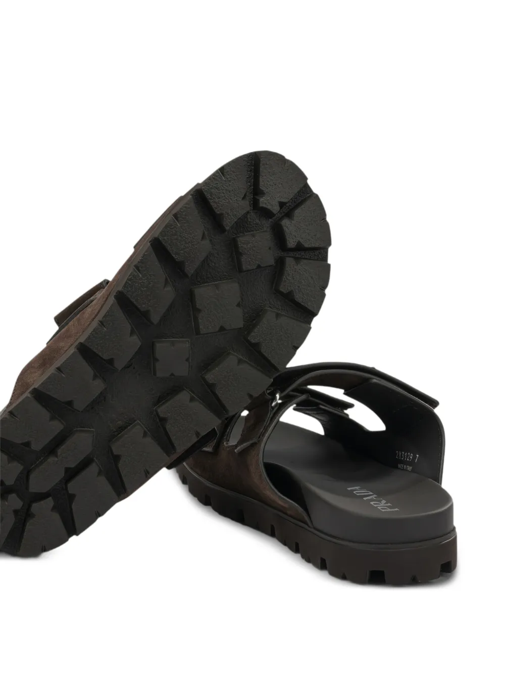 Prada logo-appliqué strapped sandals Bruin