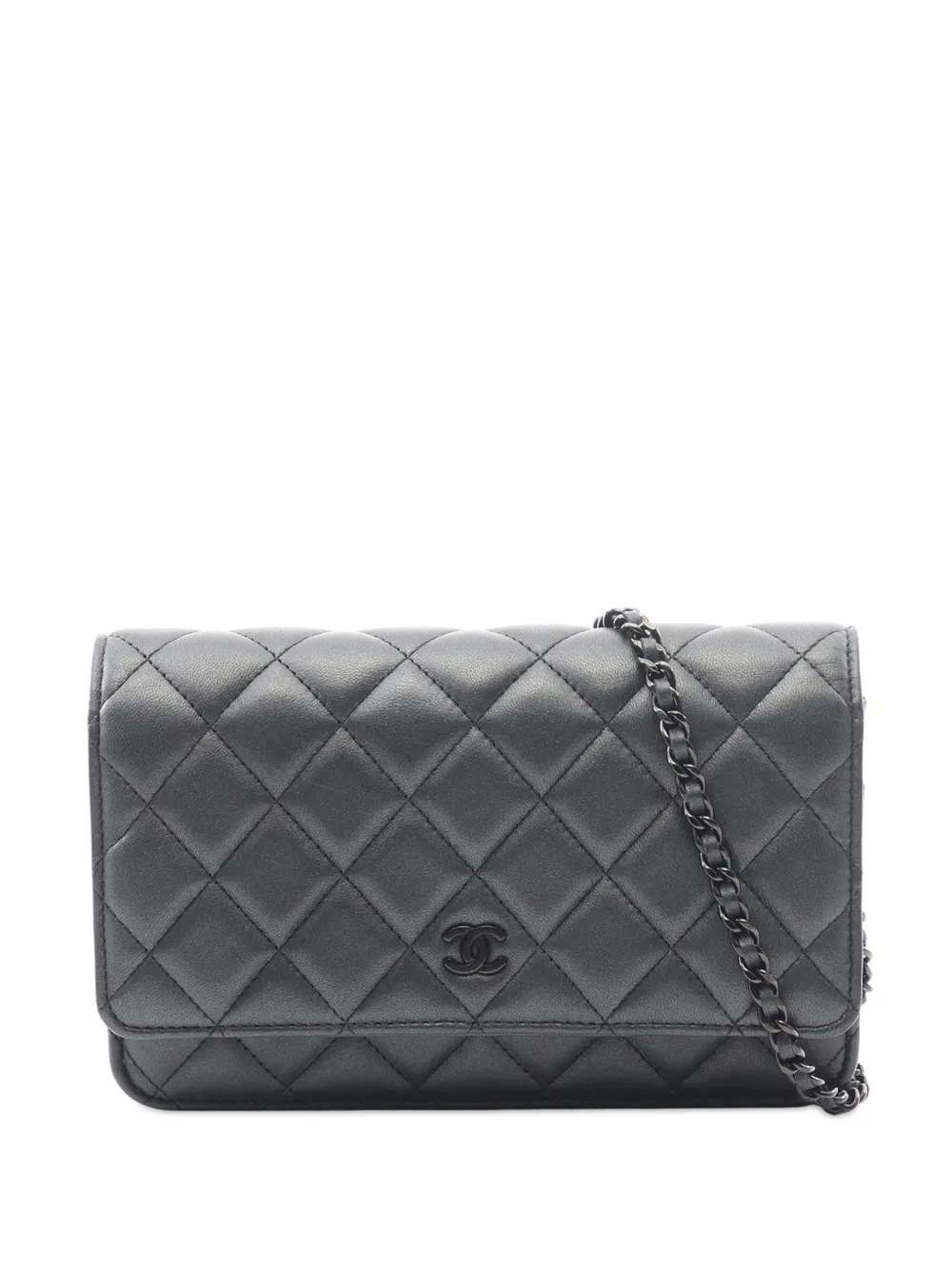 CHANEL Pre-Owned 2021-2025 CC Quilted Lambskin Wallet on Chain crossbody bag - Grigio
