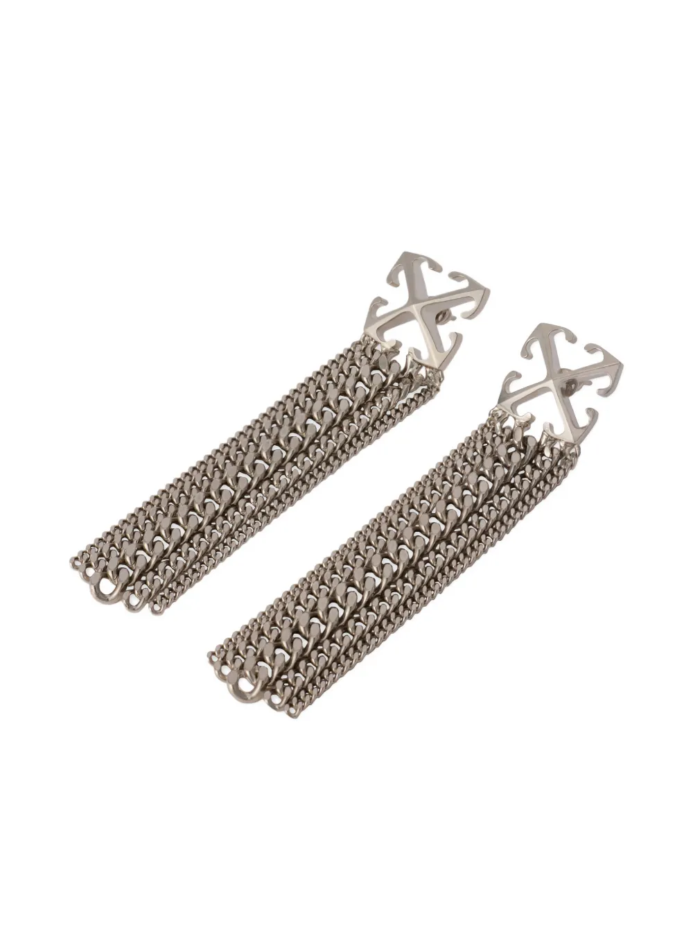 Off-White Arrow Chain Pendant Earrings - Zilver