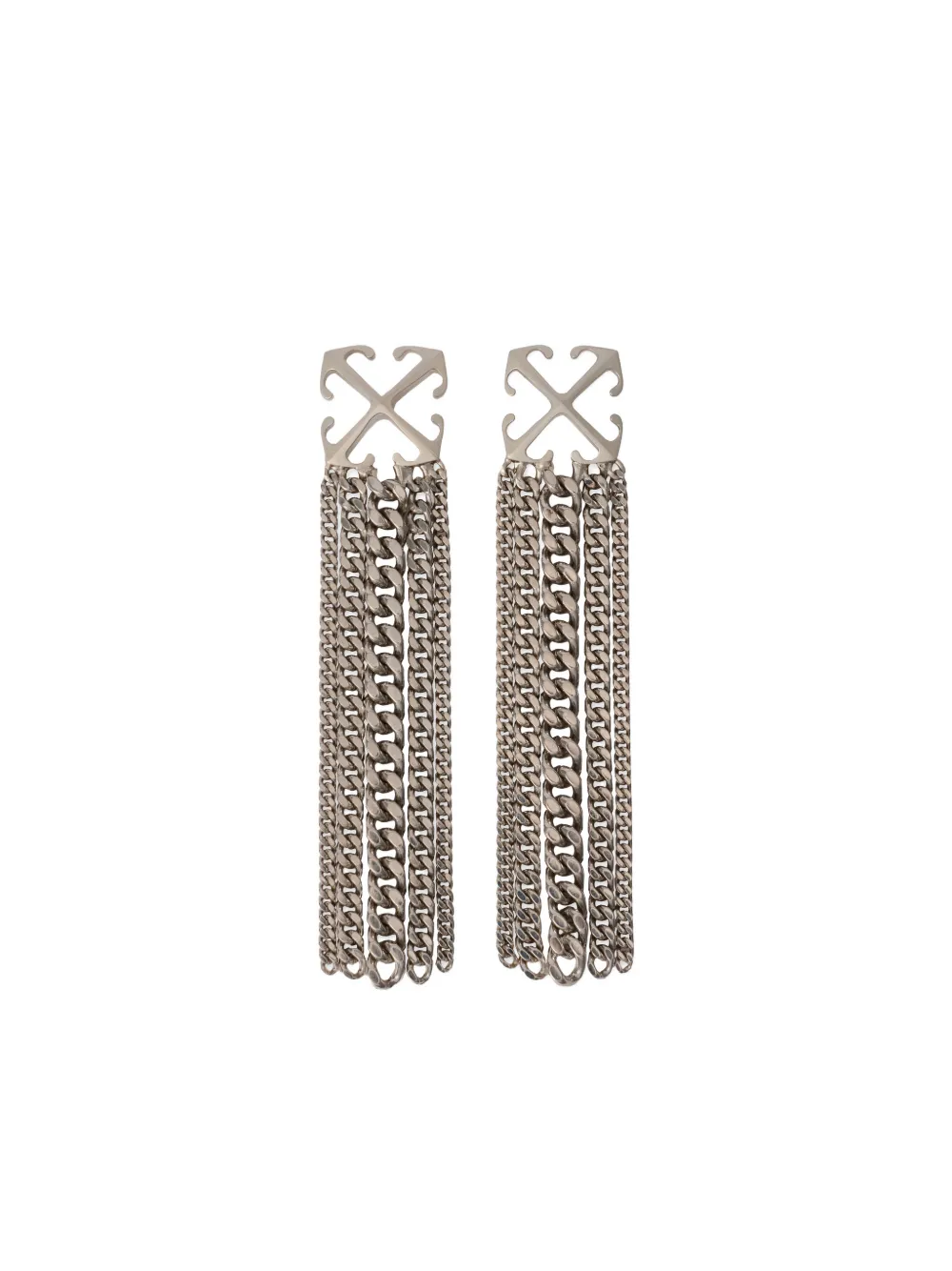 Off-White Arrow Chain Pendant Earrings - Argento