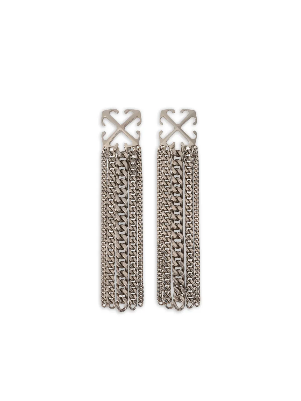 Off-White Arrow Chain Pendant Earrings - Argento