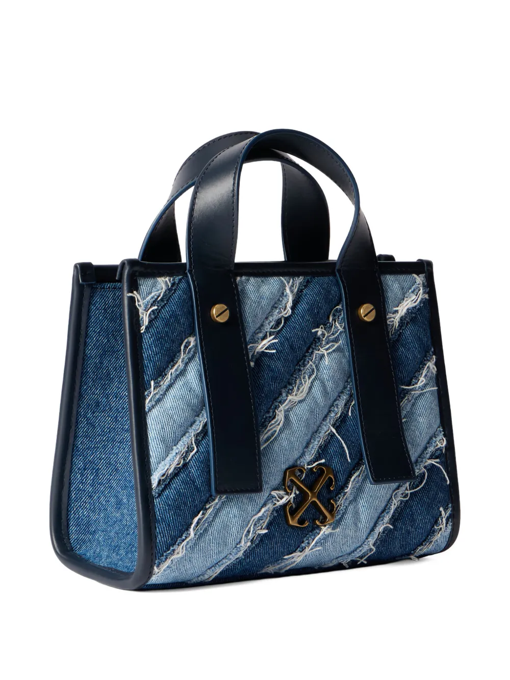  Off-white Quilting Denim Tote Bag - Blue 