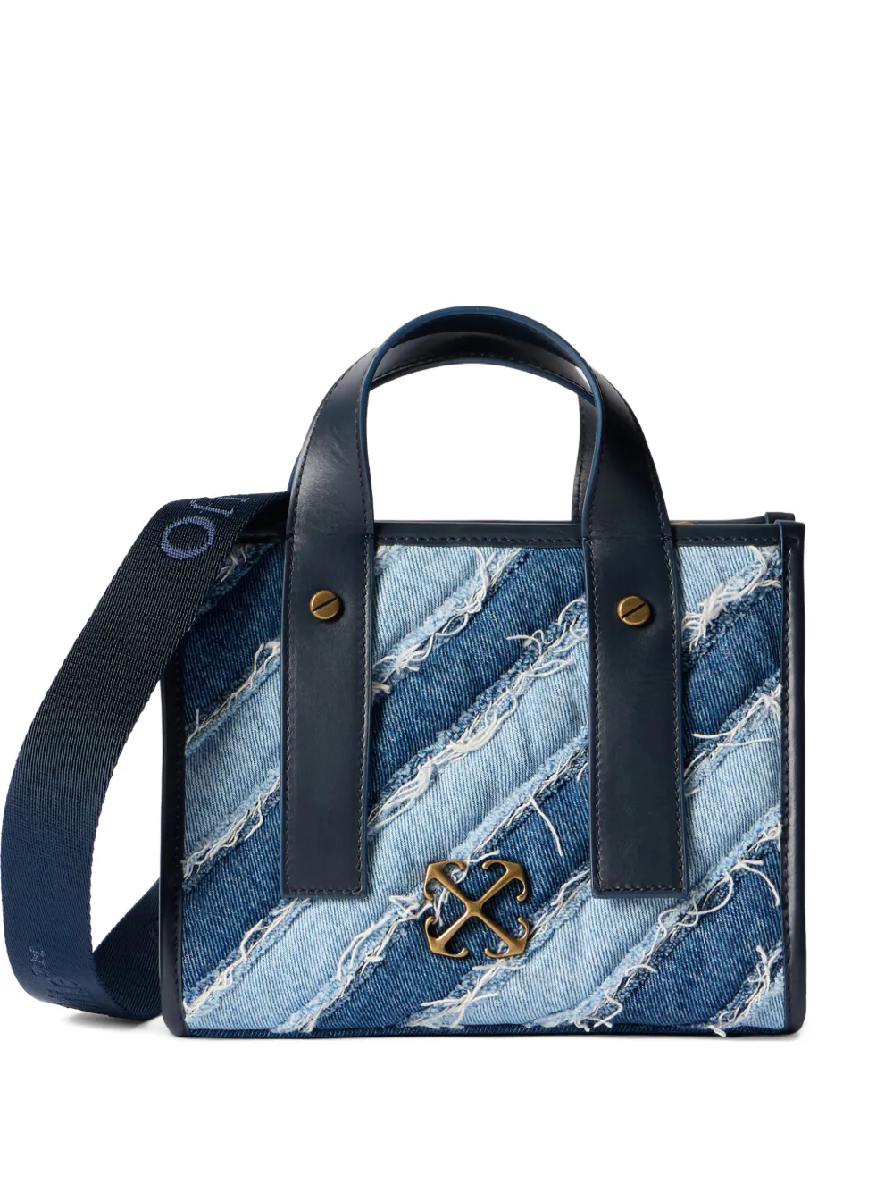 Off-White Borsa tote denim trapuntata - Blu