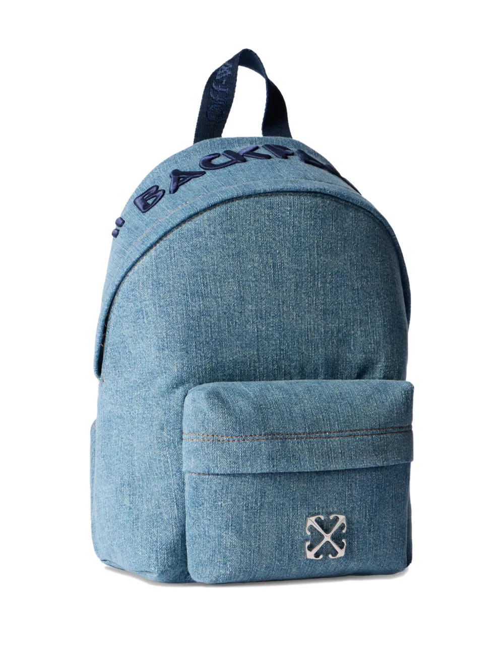  Off-white Jitney Quote Denim Backpack - Blue 