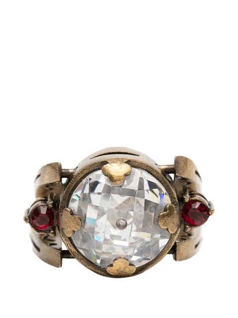 Christian Dior Pre-Owned anillo bañado en oro con cristales y motivo Bee 2000-2025
