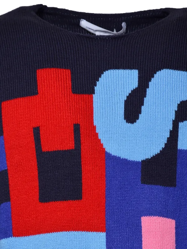COMME des GARCONS SHIRT 13AW ニット sweater Comme Des Garçons Shirt graphic-print crew-neck Sweater | Blue