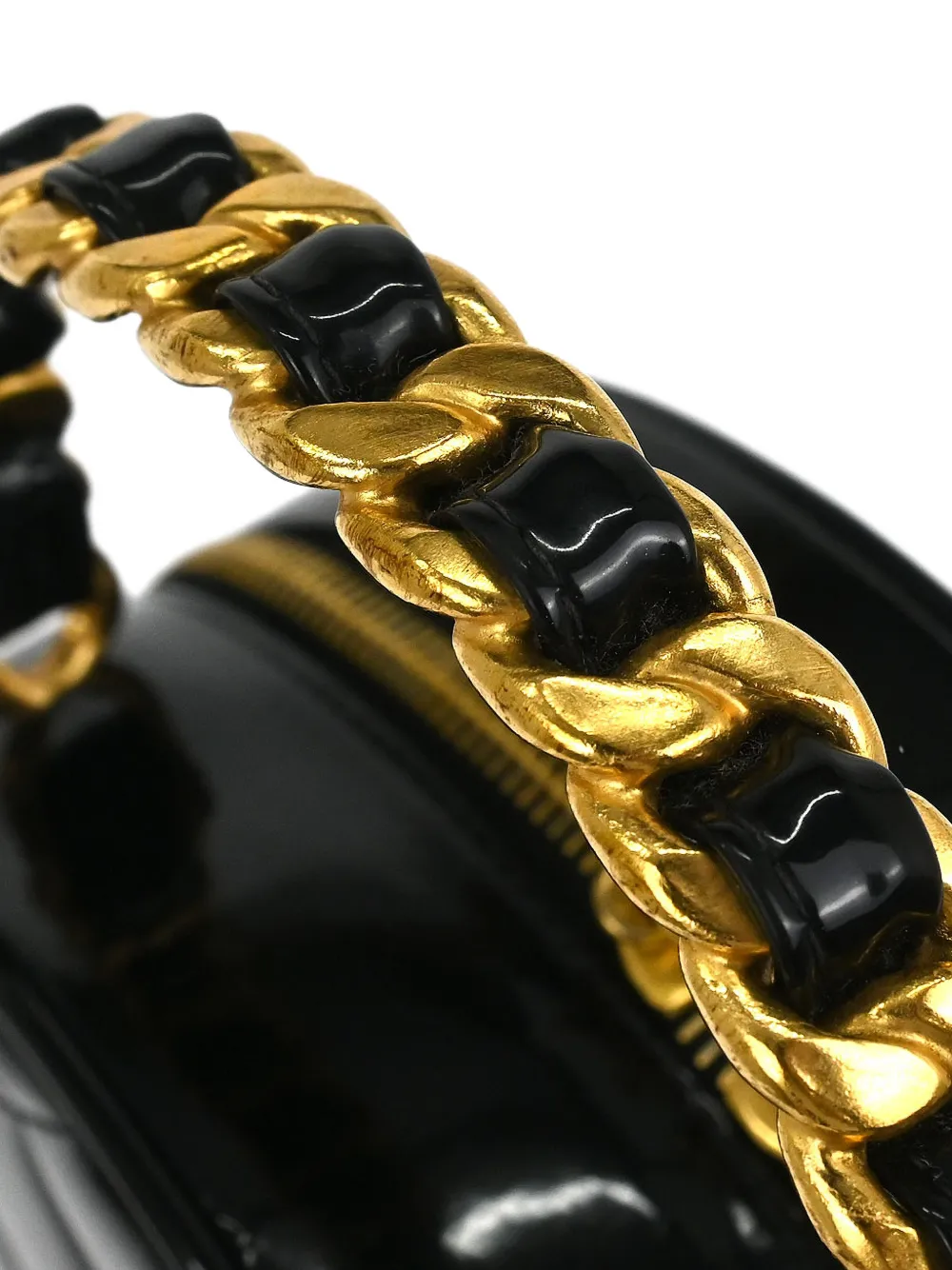 CHANELエナメルバニティバック CHANEL Pre-Owned 1995 エナメルレザーバニティバッグ | ブラック