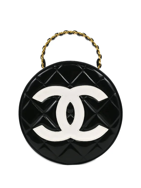 CHANELエナメルバニティバック CHANEL Pre-Owned 1995 エナメルレザーバニティバッグ | ブラック