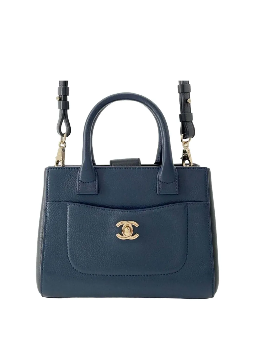 CHANEL Pre-Owned 2016-2017 Mini Grained Calfskin Neo Executive Shopper Tote satchel - Blu