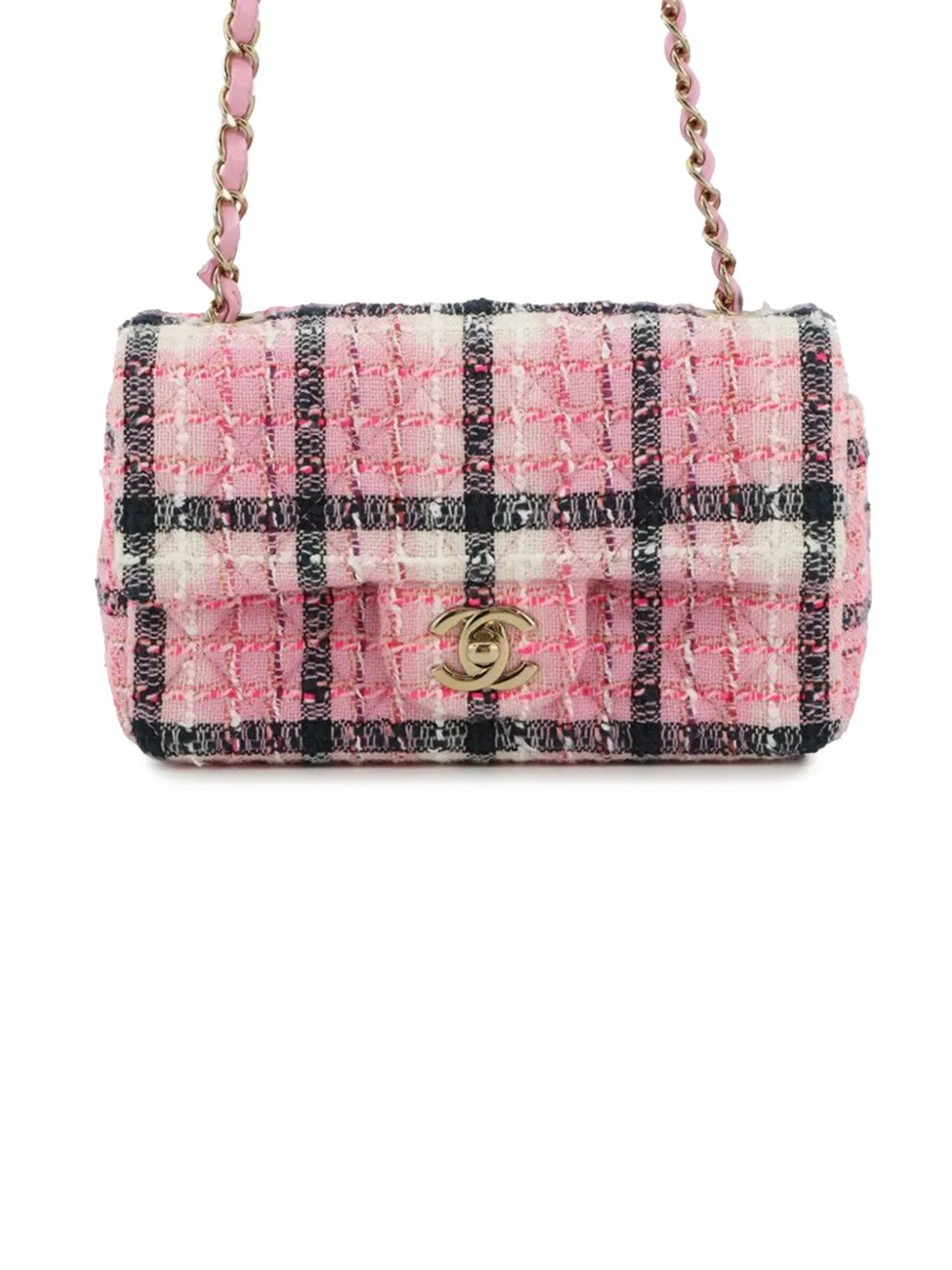CHANEL Pre-Owned 2021-2025 Mini Rectangular Classic Tweed Single Flap crossbody bag - Rosa