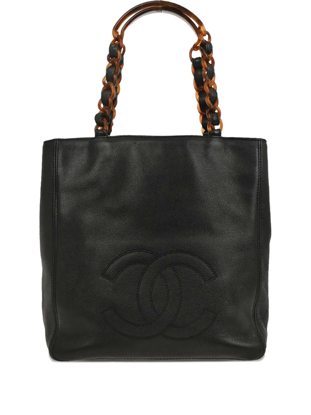 CHANEL Pre-Owned Borsa tote in pelle con catena 1997-1999 - Nero
