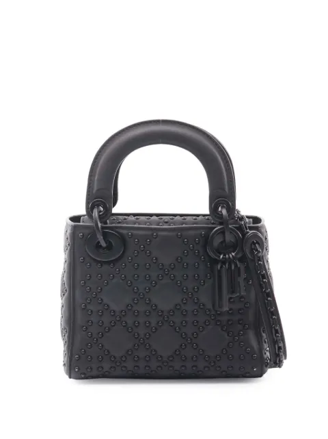 Christian Dior Pre-Owned 2018 Mini Ultra Matte Calfskin Cannage Studded Supple Lady Dior satchel