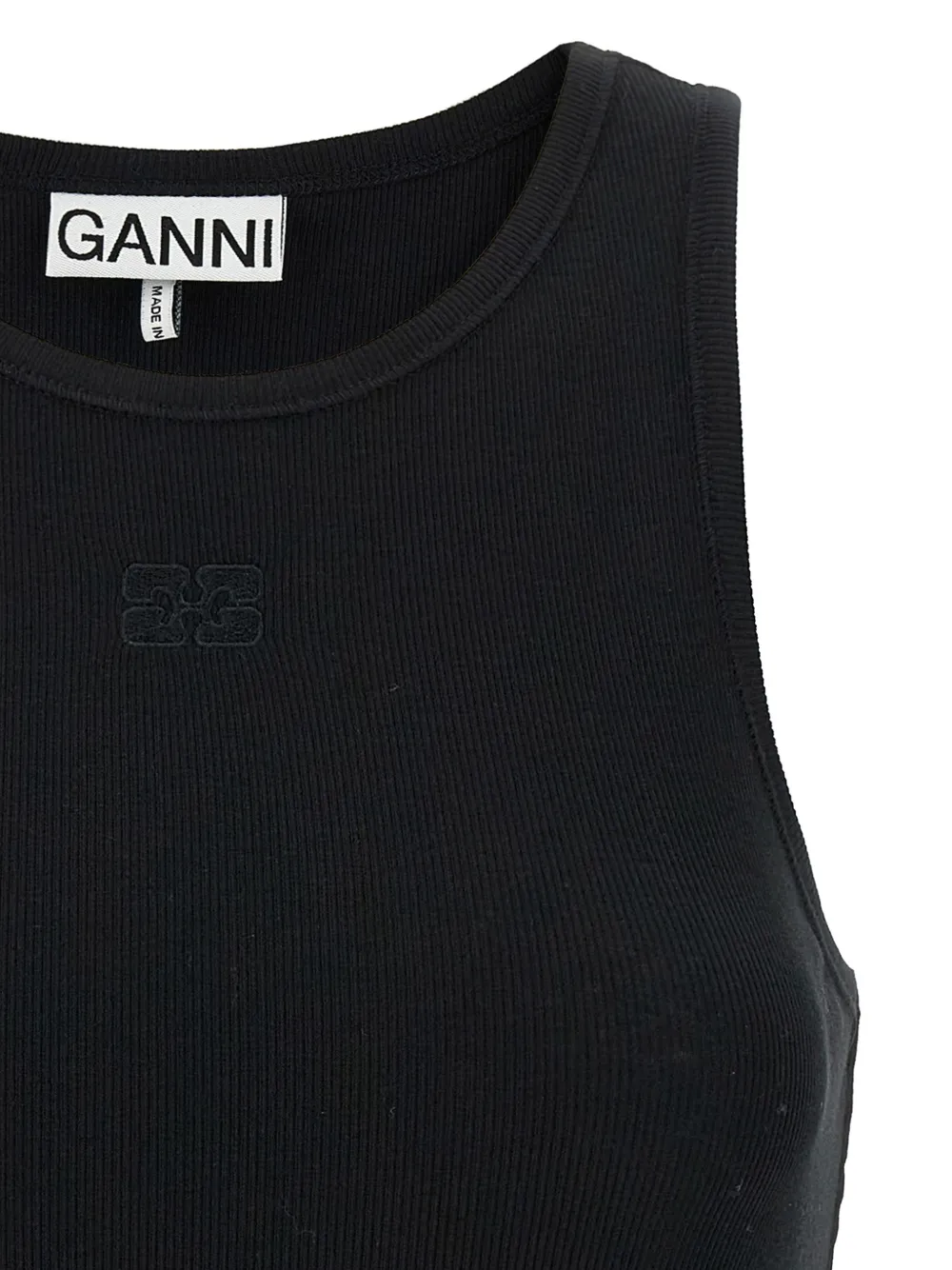 GANNI Poloshirt met geborduurd logo Zwart