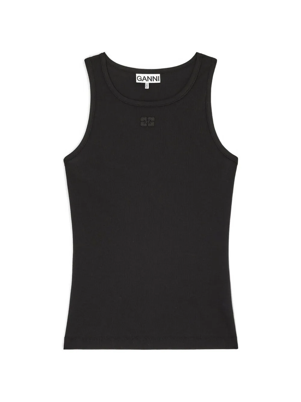 GANNI embroidered-logo top - Nero