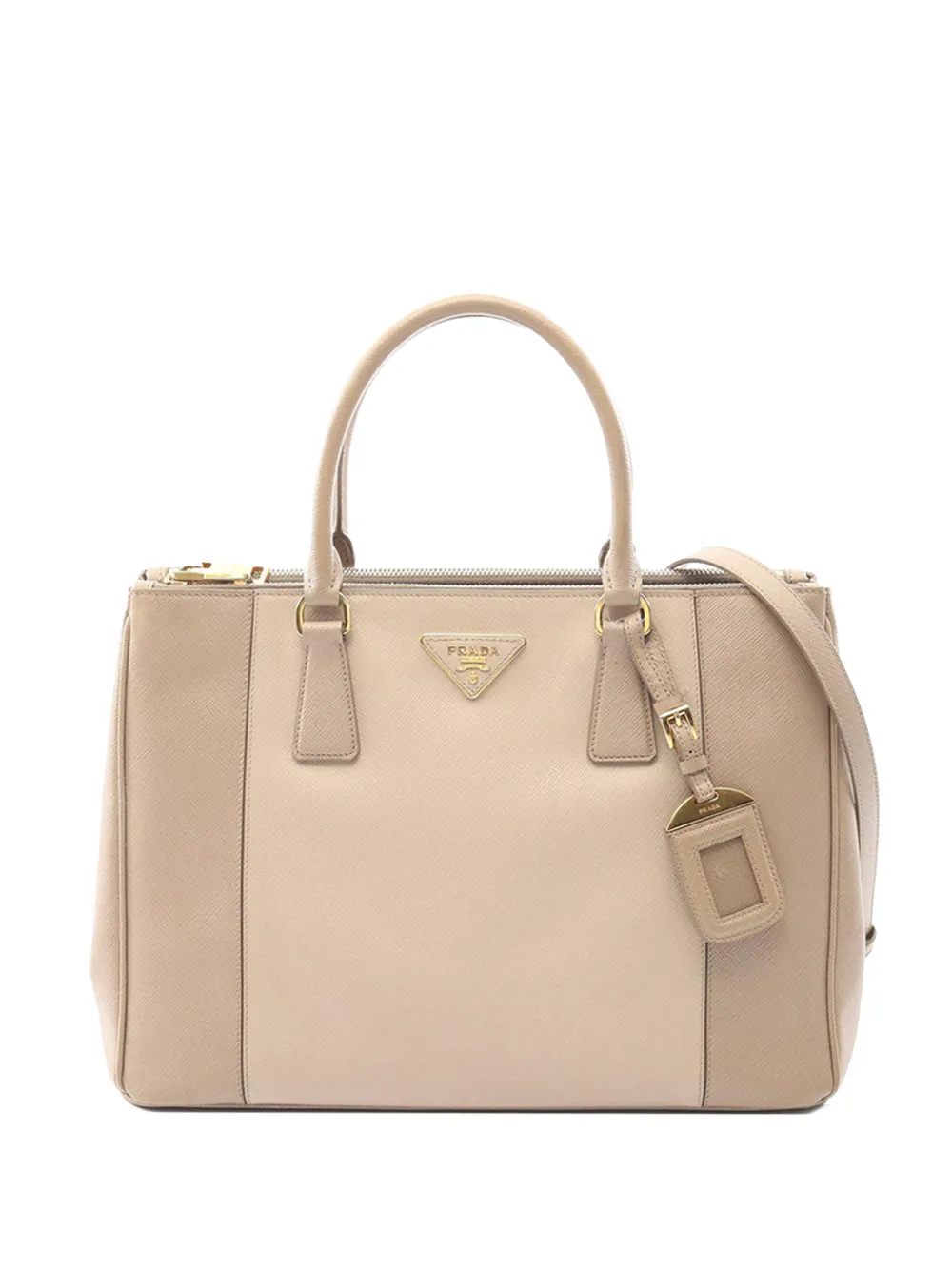 Prada Pre-Owned Borsa tote Lux Galleria media in pelle Saffiano bicolore con doppia zip 2010-2025 - Marrone