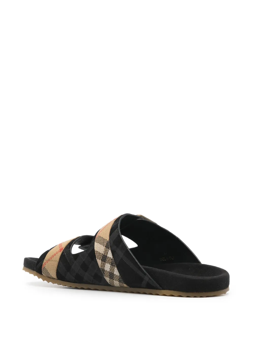 Burberry buckle tartan-pattern flat sandals Zwart