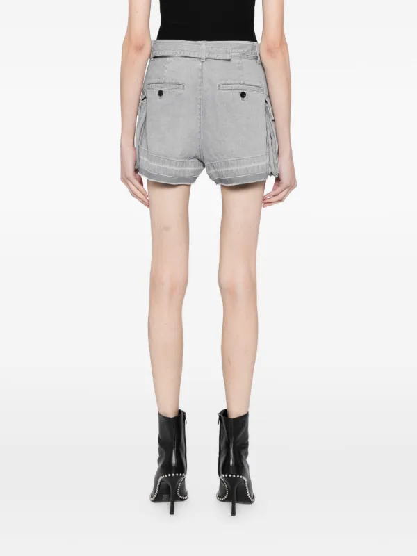 Sacai ベルテッド デニムショーツ | グレー | FARFETCH JP