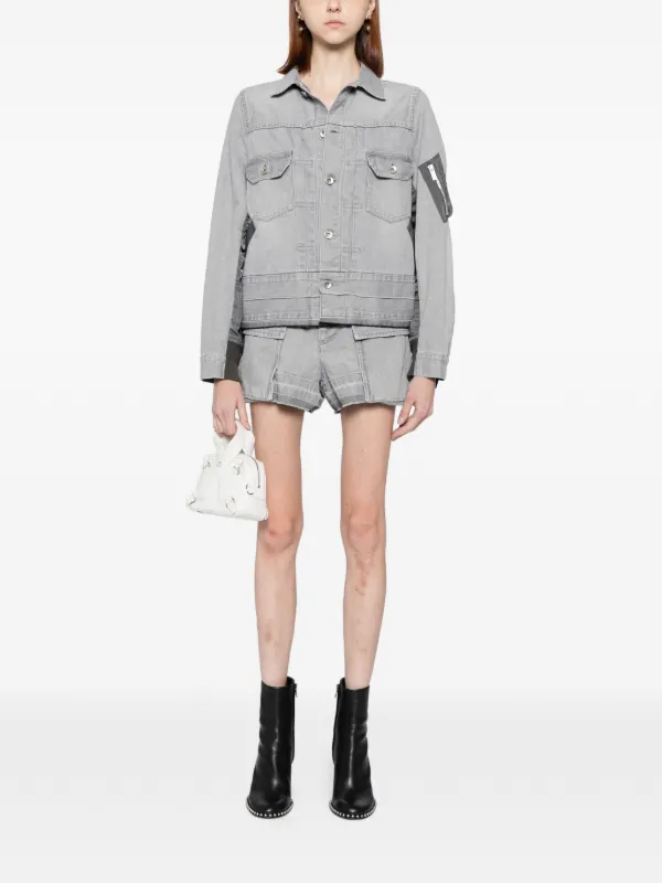 Sacai ベルテッド デニムショーツ | グレー | FARFETCH JP
