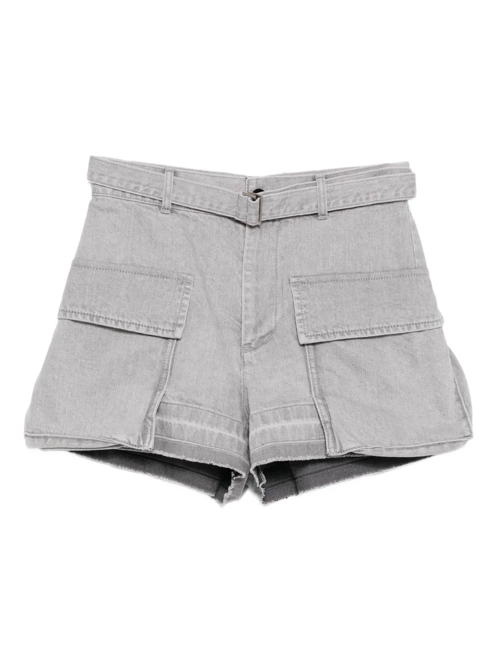 sacai belted denim shorts - Grigio