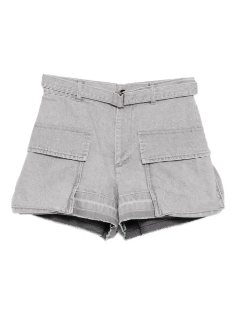 sacai belted denim shorts