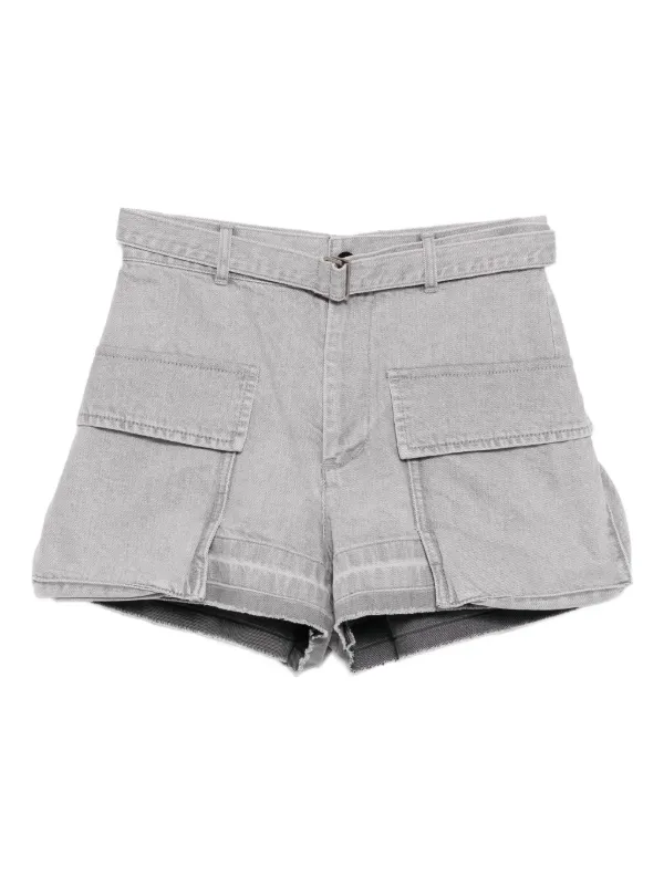 Sacai ベルテッド デニムショーツ | グレー | FARFETCH JP