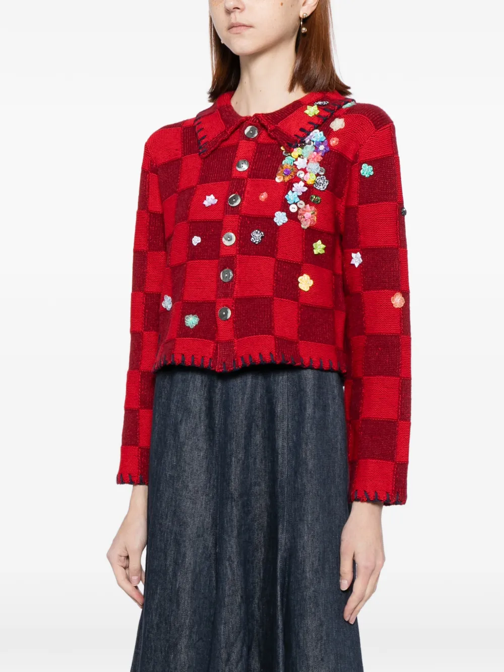  Yanyan Knits Shrunken-work Cardigan - Red 