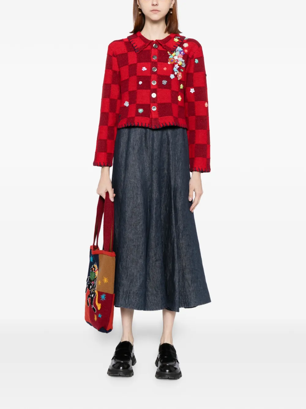  Yanyan Knits Shrunken-work Cardigan - Red 