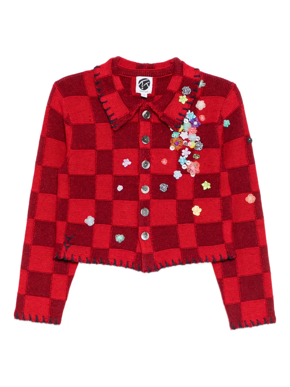 YANYAN KNITS shrunken-work cardigan - Rosso