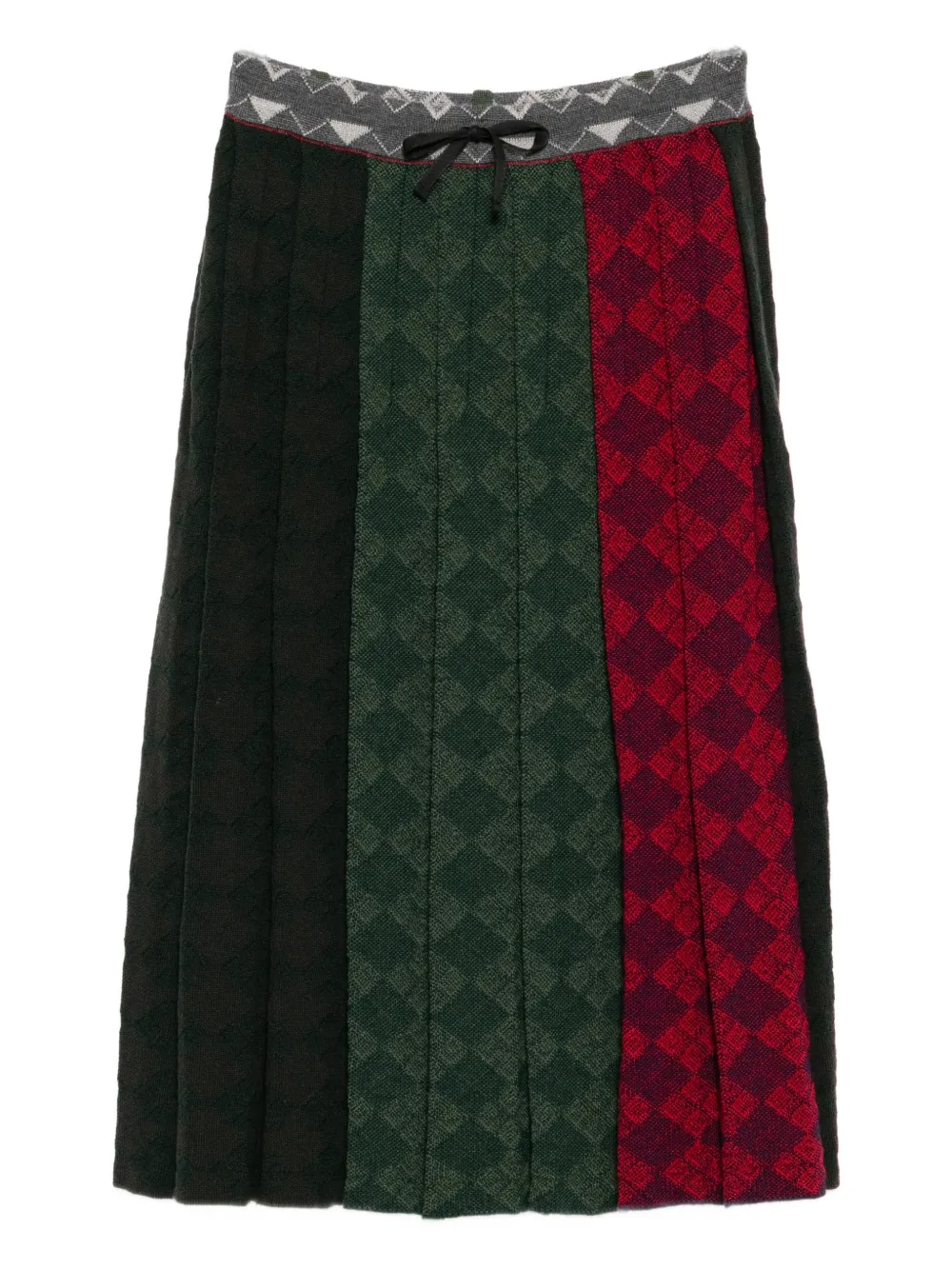 YANYAN KNITS argyle-checked midi skirt - Braun