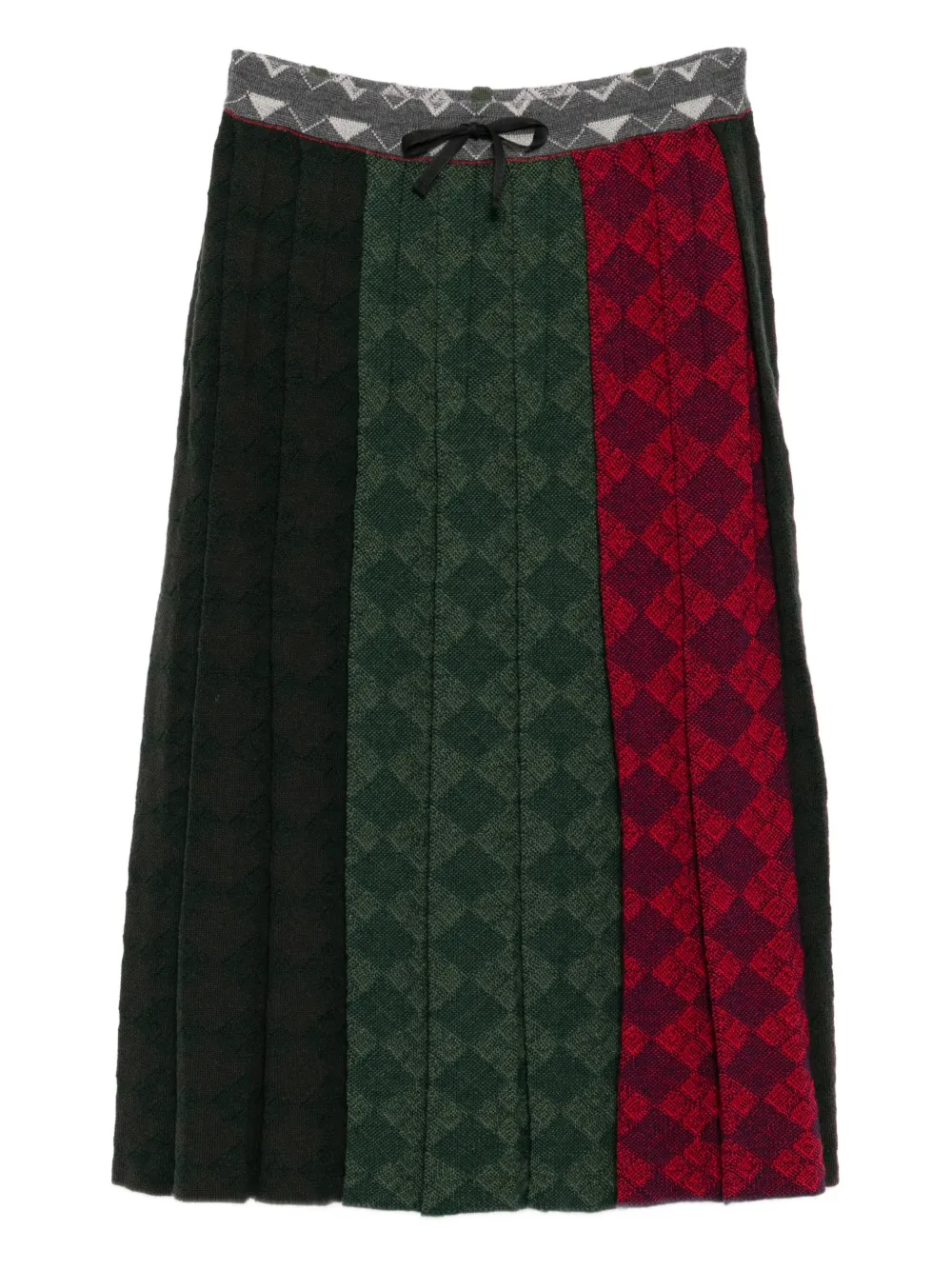 YANYAN KNITS argyle-checked midi skirt - Marrone