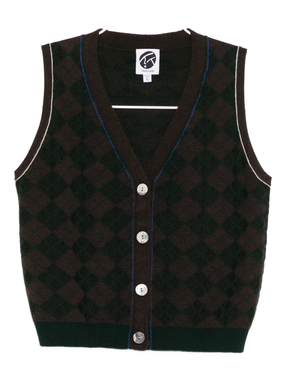 YANYAN KNITS argyle-print vest - Brown