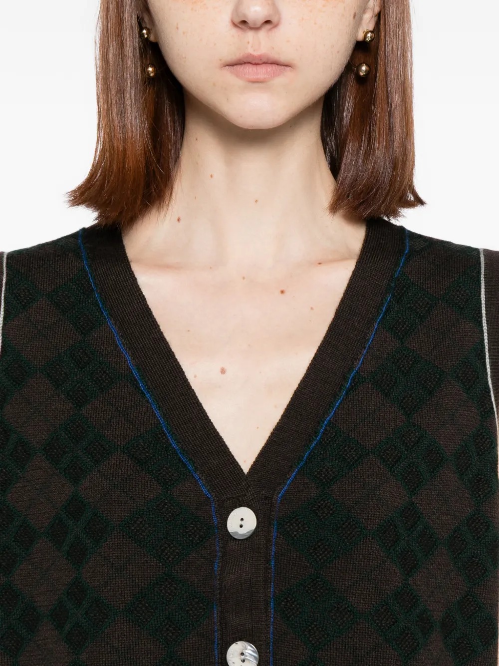 YANYAN KNITS アーガイル トップ | ブラウン | FARFETCH JP