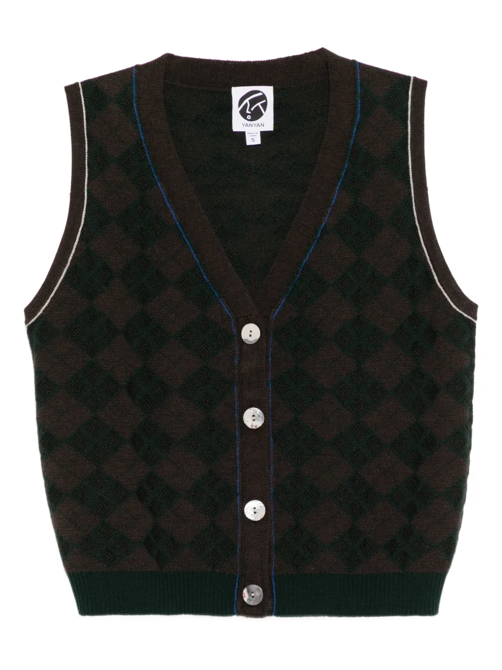 YANYAN KNITS argyle-print vest - Marrone