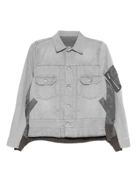 sacai twill-patch denim jacket