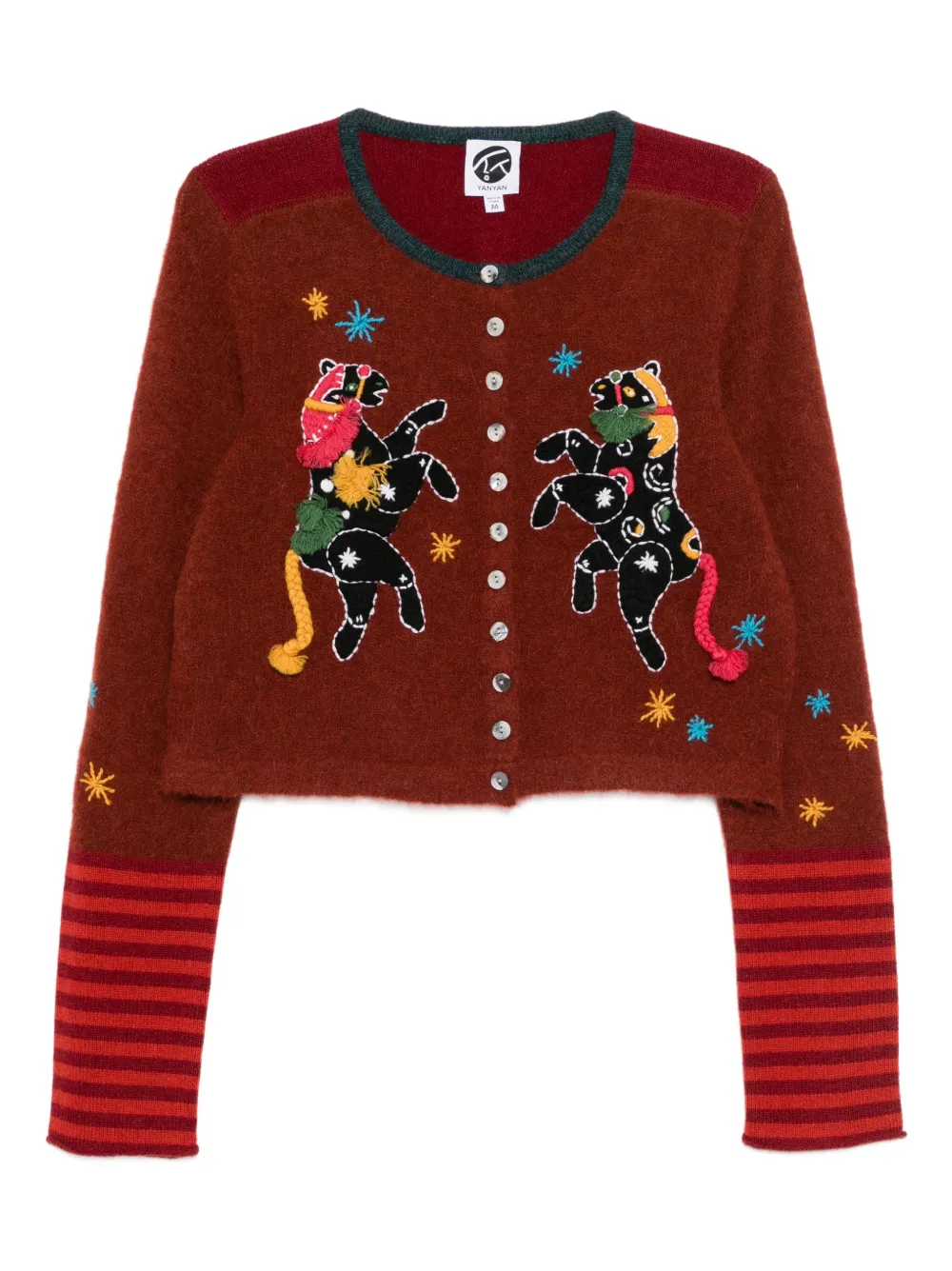 YANYAN KNITS horse-embroidered cardigan - Rosso