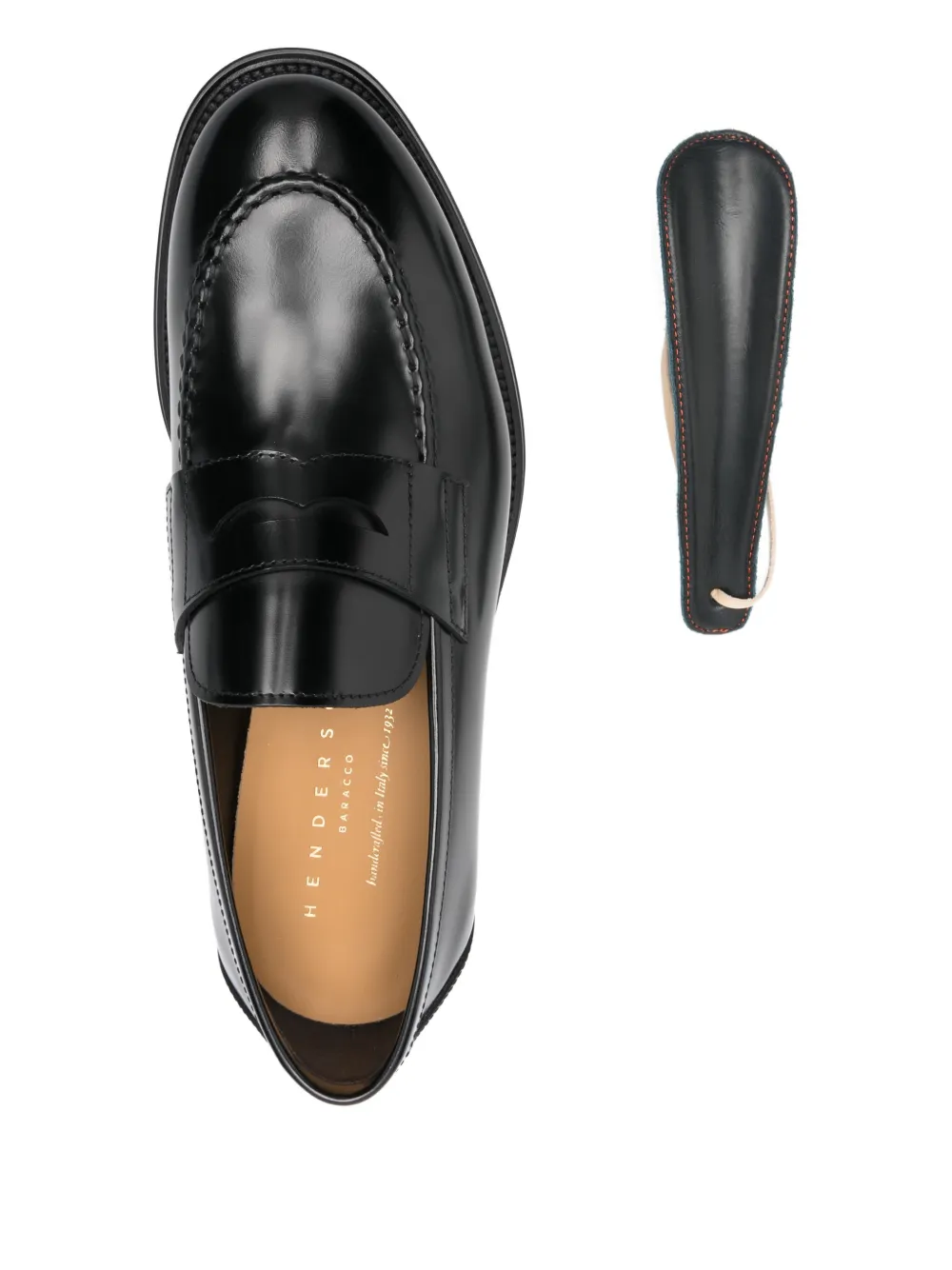 Henderson Baracco penny-strap stitch-detail loafers Zwart
