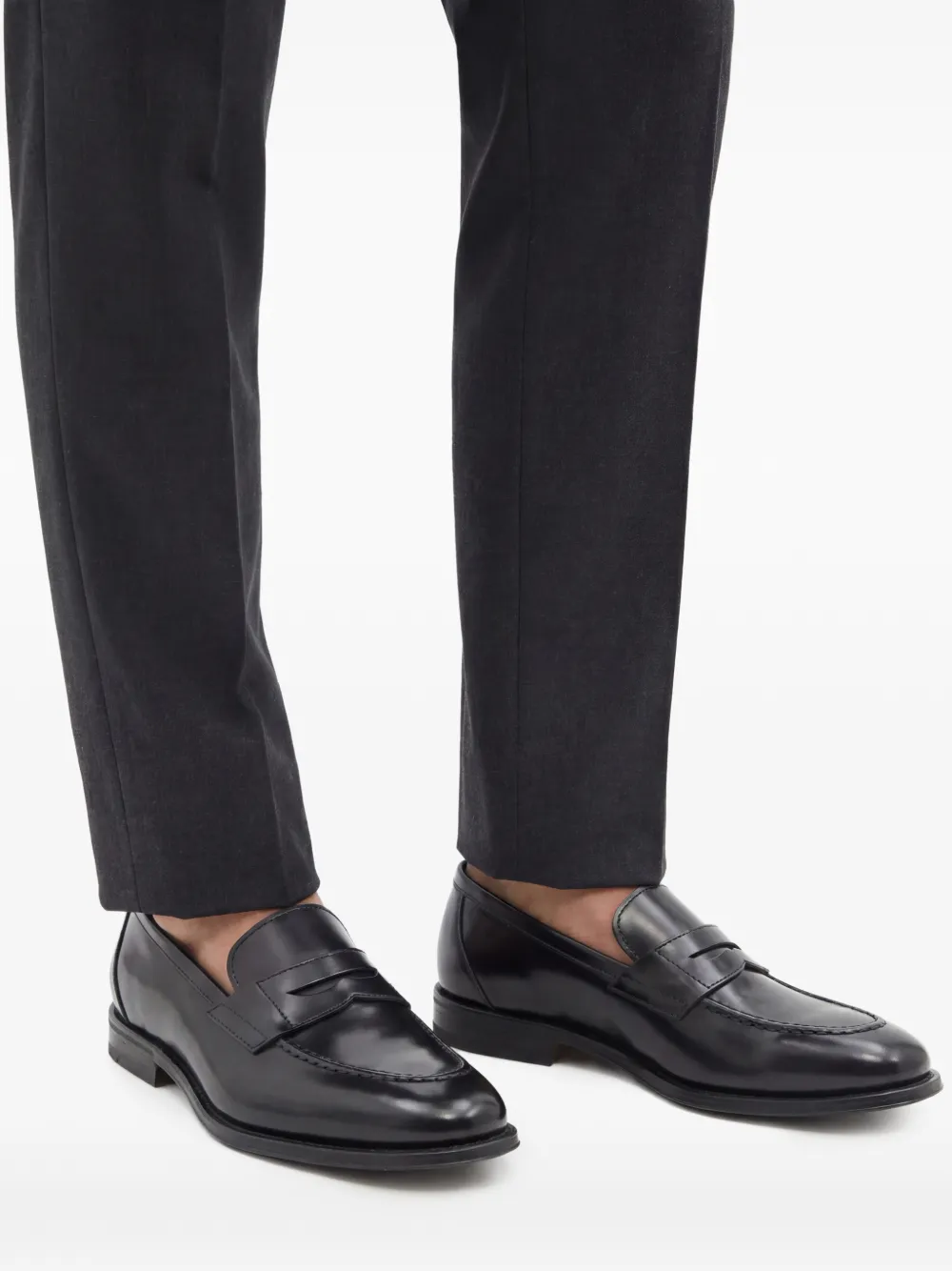 Henderson Baracco Loafers met stikseldetail en penny bandje Zwart