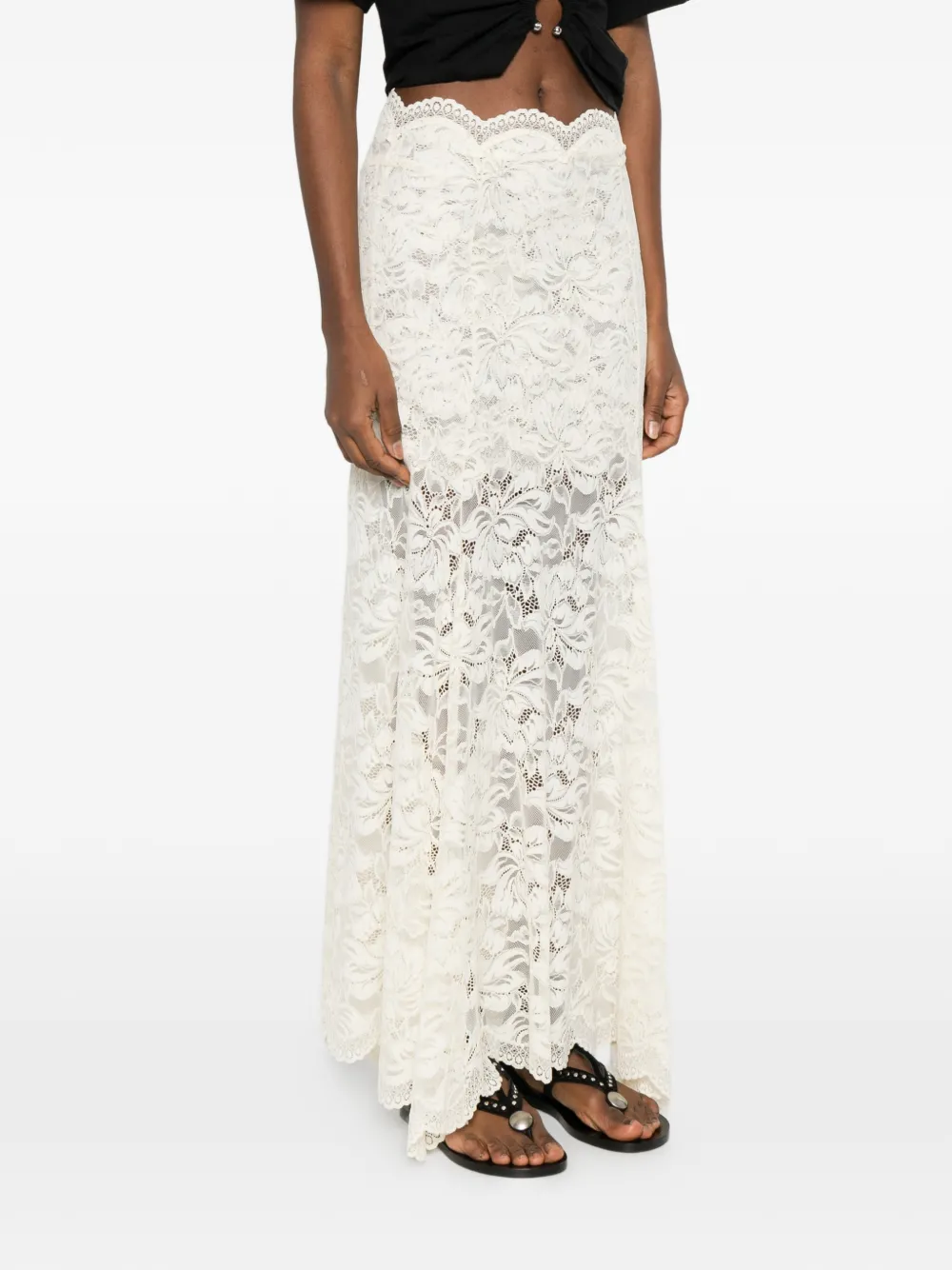 Rabanne Maxi-rok met kant Beige