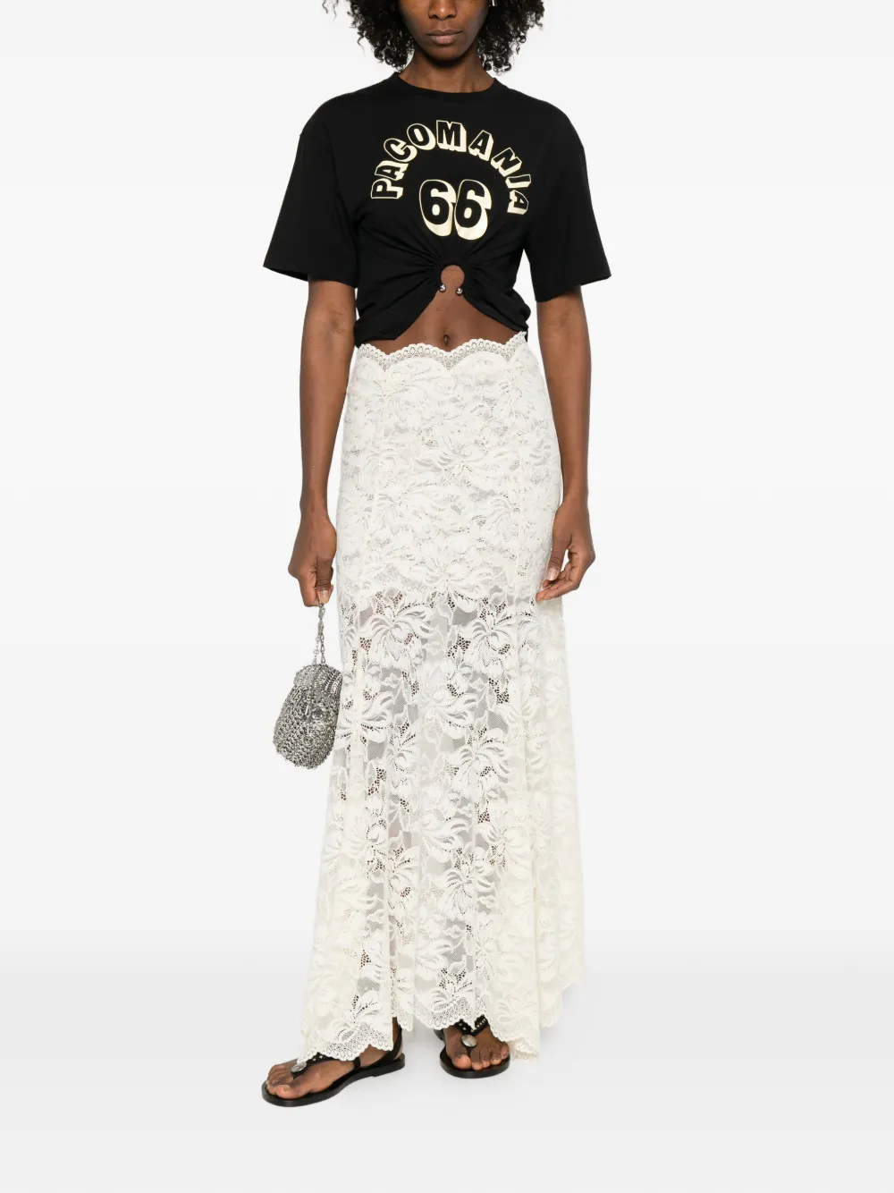 Rabanne Maxi-rok met kant - Beige