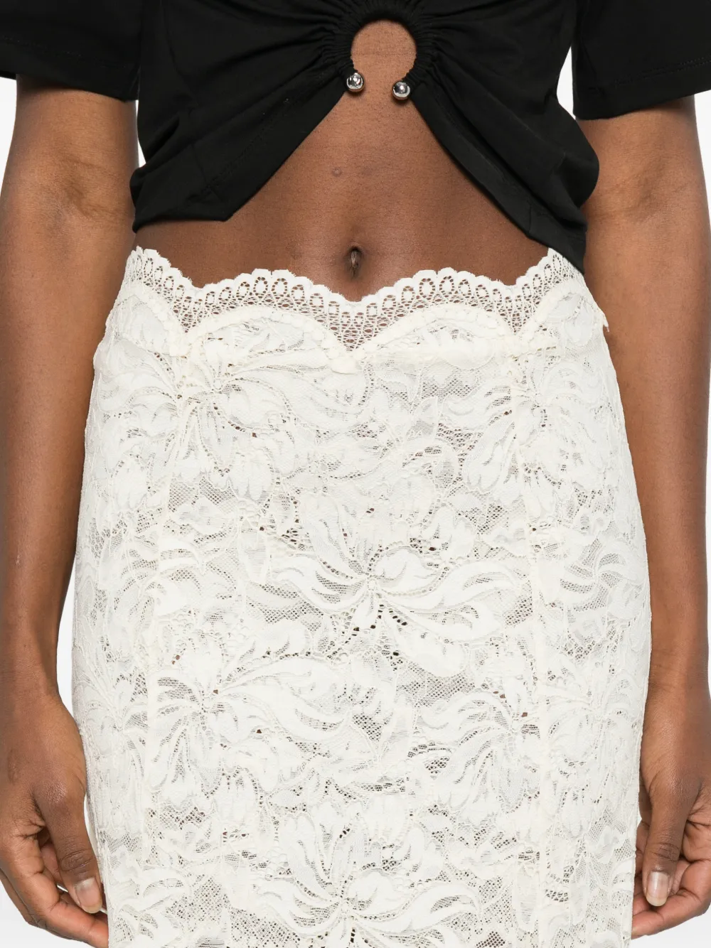Rabanne Maxi-rok met kant Beige