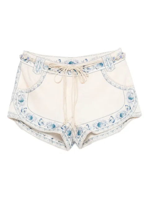 ZIMMERMANN shorts bordados con cordones en la pretina